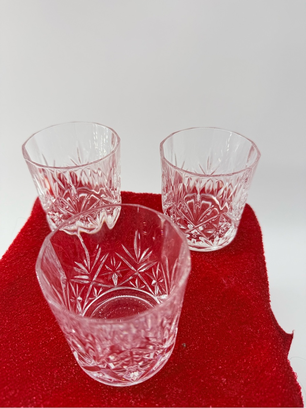 Faceted Clear Glass Tumbler Set - Elegant Cut Design (Set of 3)